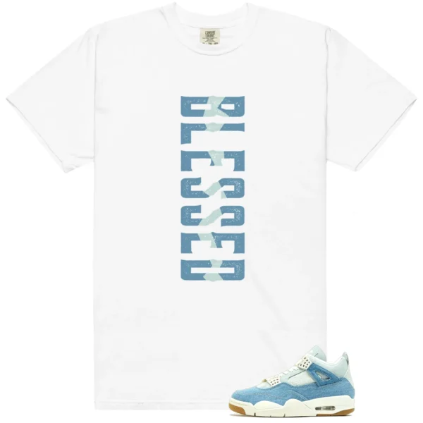 WMNS Worn Blue Denim 4s Blessed Match Shirt