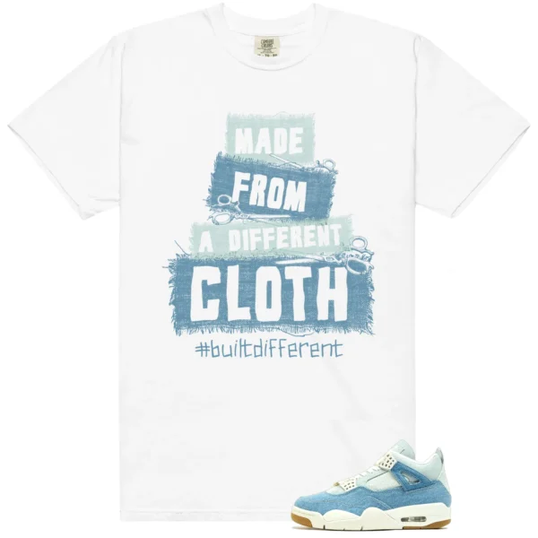 WMNS Worn Blue Denim 4s Built Different Matching Shirt