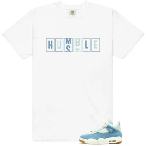 WMNS Worn Blue Denim 4s Hustle Humble Match Shirt