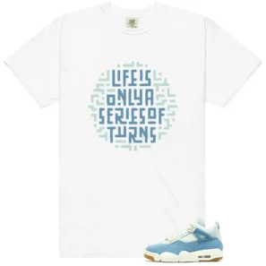 WMNS Worn Blue Denim 4s Life Turns Graphic Shirt