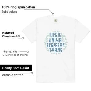 WMNS Worn Blue Denim 4s Life Turns Graphic Shirt features