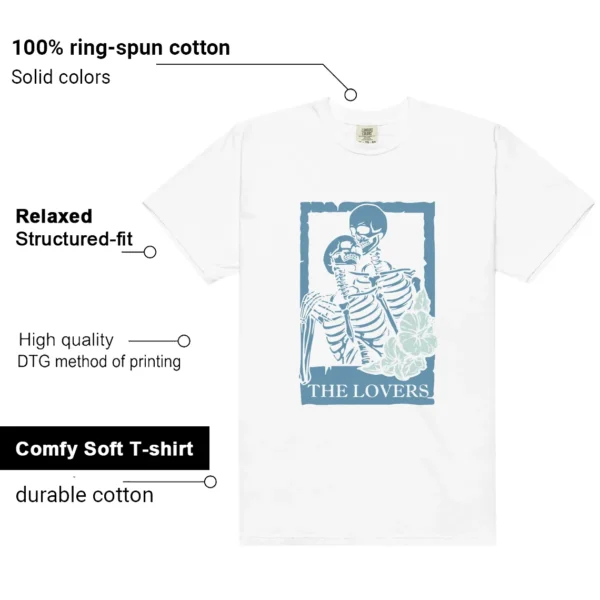 WMNS Worn Blue Denim 4s Lovers Matching Tees features