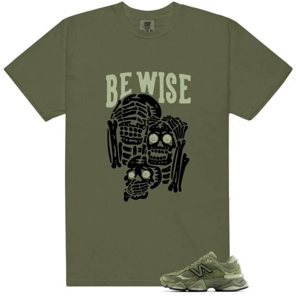 NB 9060 Dark Olivine Green Be Wise Graphic Shirt