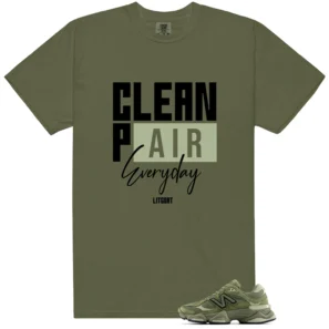 NB 9060 Dark Olivine Green Clean Pair Match Shirt