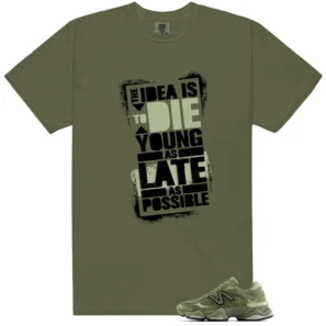 NB 9060 Dark Olivine Green Die Young Matching Tees