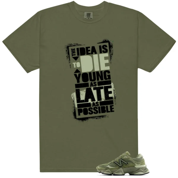 NB 9060 Dark Olivine Green Die Young Matching Tees