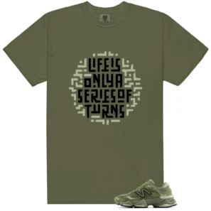 NB 9060 Dark Olivine Green Life Turns Graphic Shirt