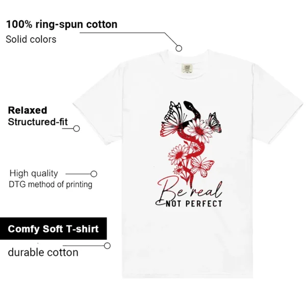 Fire Red Black Tongue Be Real Shirt features