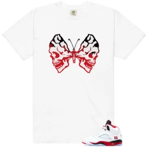 Fire Red Black Tongue Butterfly Skulls Matching Tees