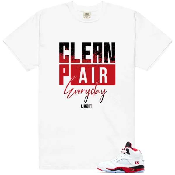 Fire Red Black Tongue Clean Pair Match Shirt