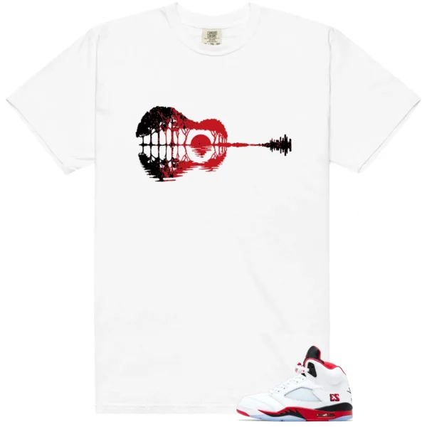 Fire Red Black Tongue Guitar Matching Tees