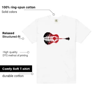 Fire Red Black Tongue Guitar Matching Tees features