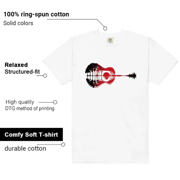 Fire Red Black Tongue Guitar Matching Tees features
