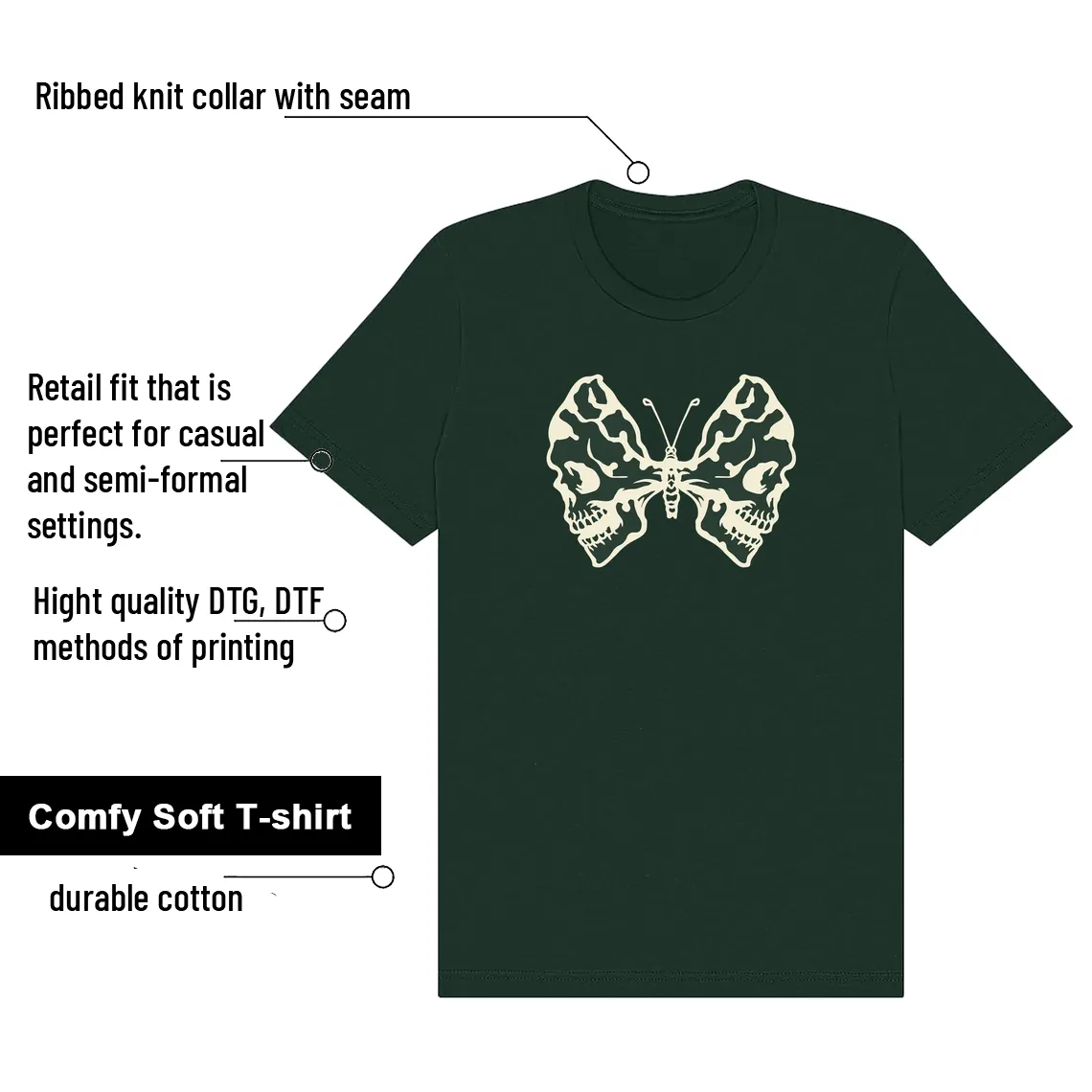WMNS Pro Green 1s Butterfly Skulls Matching Tees features