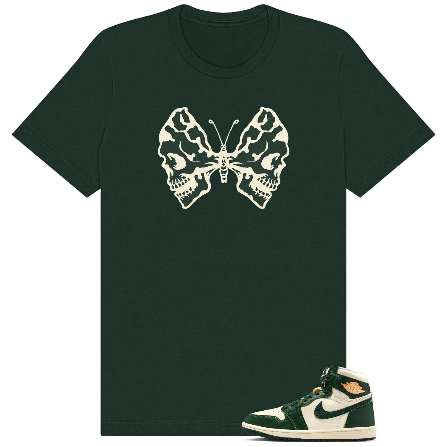 WMNS Pro Green 1s Butterfly Skulls Matching Tees