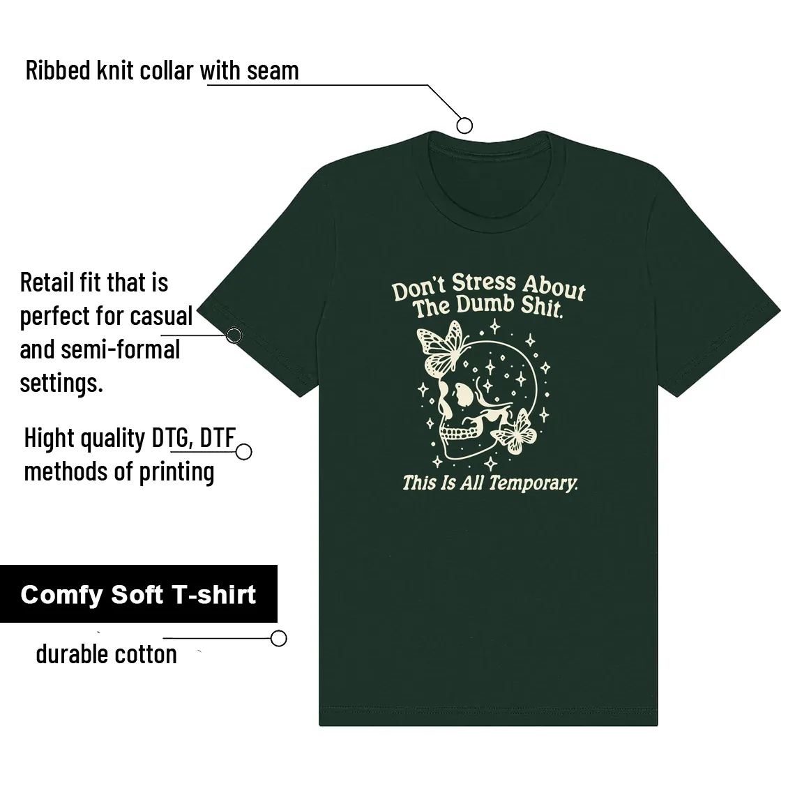 WMNS Pro Green 1s Don't Stress Match Shirt features