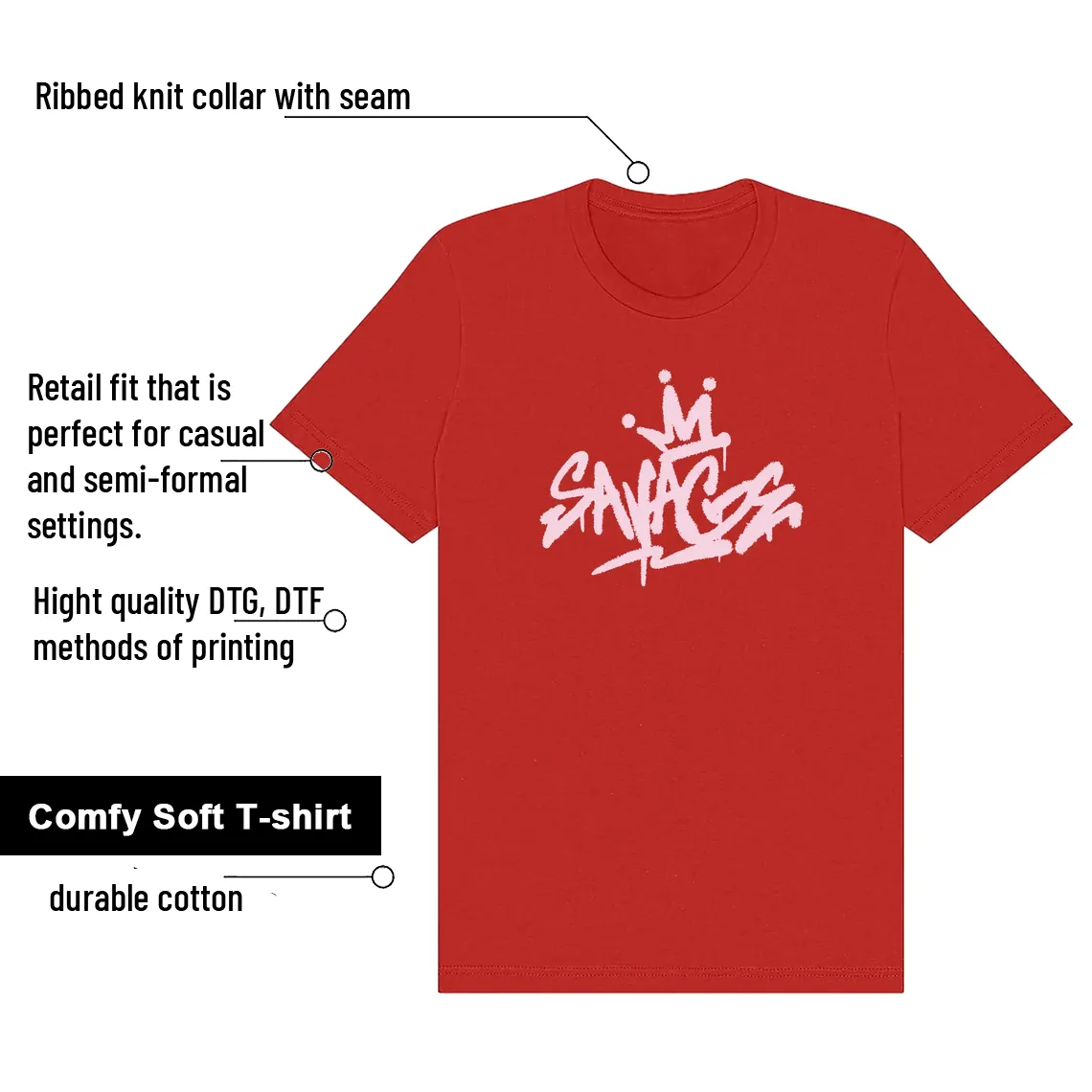 Savage Tee - Compatible with Nike Dunk Low GS Valentines Day Be Me features