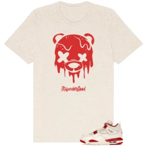 Drippy Bear Tee to Match Jordan 4 Retro Valentines Day Sierra Red