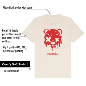Drippy Bear Tee to Match Jordan 4 Retro Valentines Day Sierra Red features
