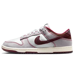 Nike Dunk Low Canvas Pure Platinum/Burgundy Crush Matching Tees