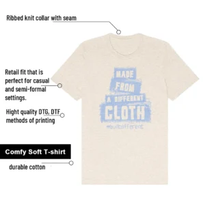 Built Different Shirt to Match Air Jordan 1 High OG WMNS Psychic Blue features - material, print quality, and sizing details