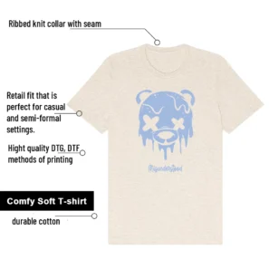 Drippy Bear Shirt to Match Air Jordan 1 High OG WMNS Psychic Blue features - material, print quality, and sizing details