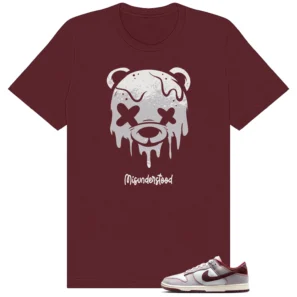 Drippy Bear Shirt to Match Nike Dunk Low Canvas Pure Platinum/Burgundy Crush - Nike Dunk Low Canvas Pure Platinum/Burgundy Crush matching shirt