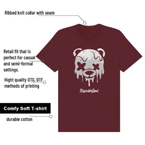 Drippy Bear Shirt to Match Nike Dunk Low Canvas Pure Platinum/Burgundy Crush features - material, print quality, and sizing details