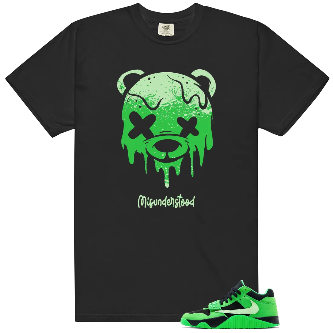 Drippy Bear Tee to Match Travis Scott x Air Jordan Jumpman Jack Green Spark