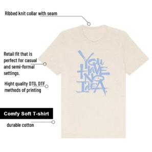 No Idea Shirt to Match Air Jordan 1 High OG WMNS Psychic Blue features - material, print quality, and sizing details
