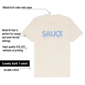 Sauce Shirt to Match Air Jordan 1 High OG WMNS Psychic Blue features - material, print quality, and sizing details