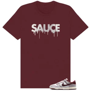 Sauce Shirt to Match Nike Dunk Low Canvas Pure Platinum/Burgundy Crush - Nike Dunk Low Canvas Pure Platinum/Burgundy Crush matching shirt