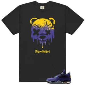 Drippy Bear Shirt to Match Air Jordan 4 Retro Lakers - Air Jordan 4 Retro Lakers matching shirt