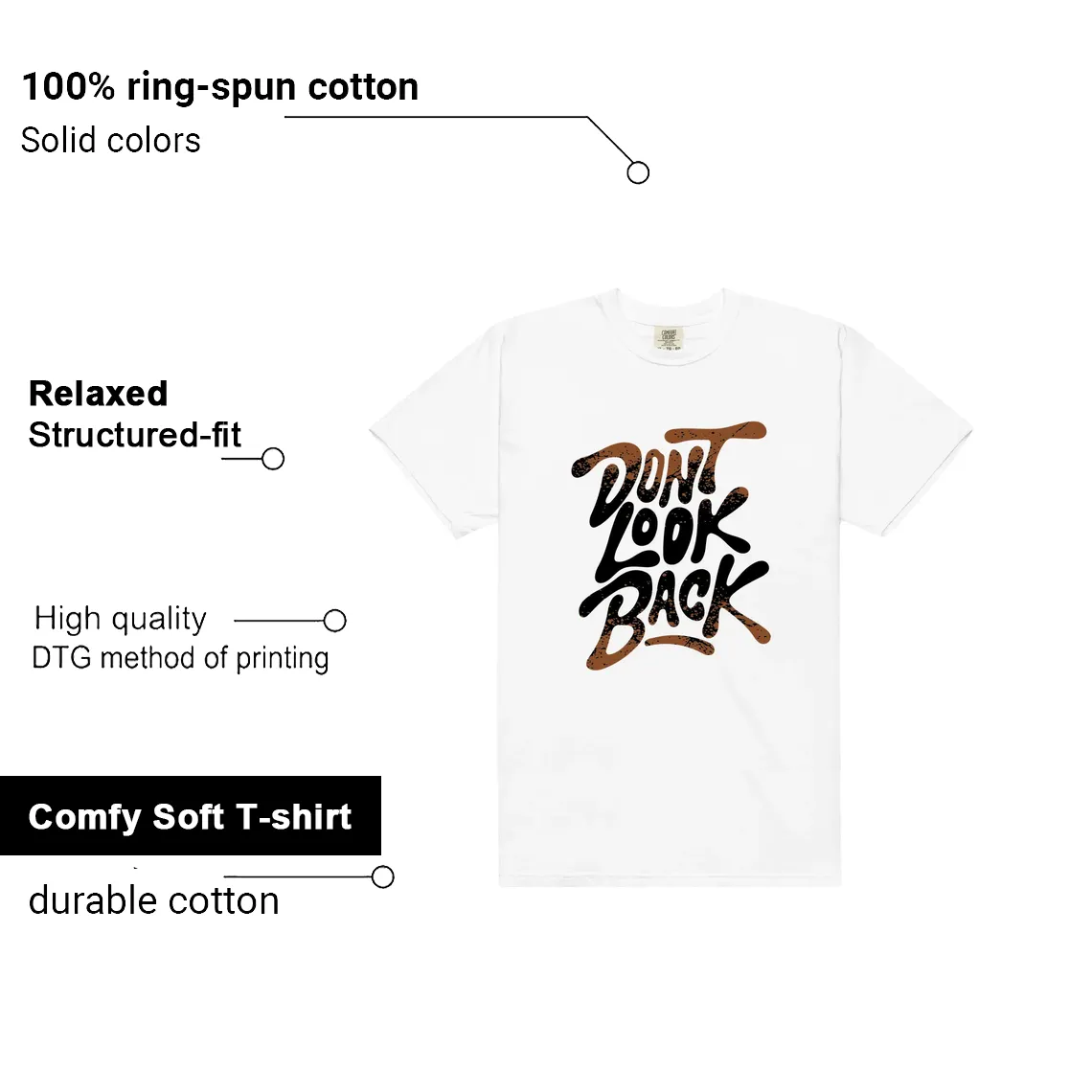 Dont Look Back Shirt to Match Air Jordan 1 High OG Love The Game features - material, print quality, and sizing details