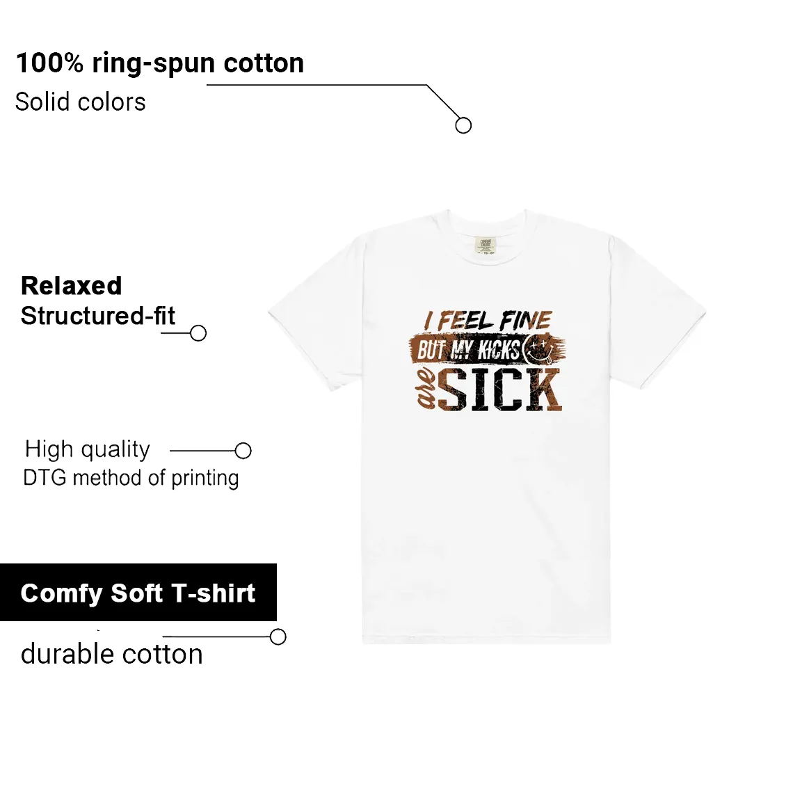 Sick Kicks Shirt to Match Air Jordan 1 High OG Love The Game features - material, print quality, and sizing details