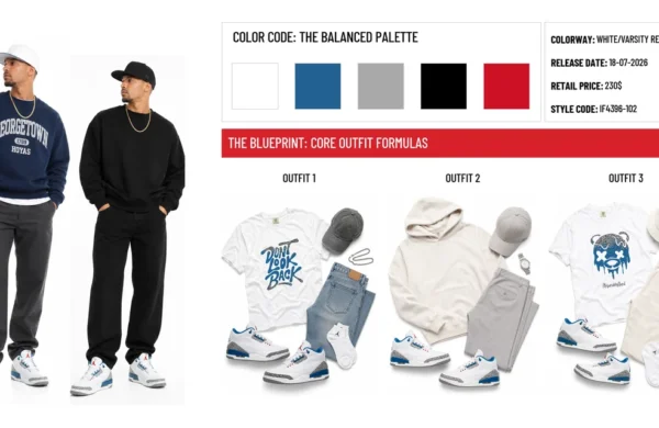 Air Jordan 3 OG 'True Blue' - 2026 - header image with outfit formulas and material details