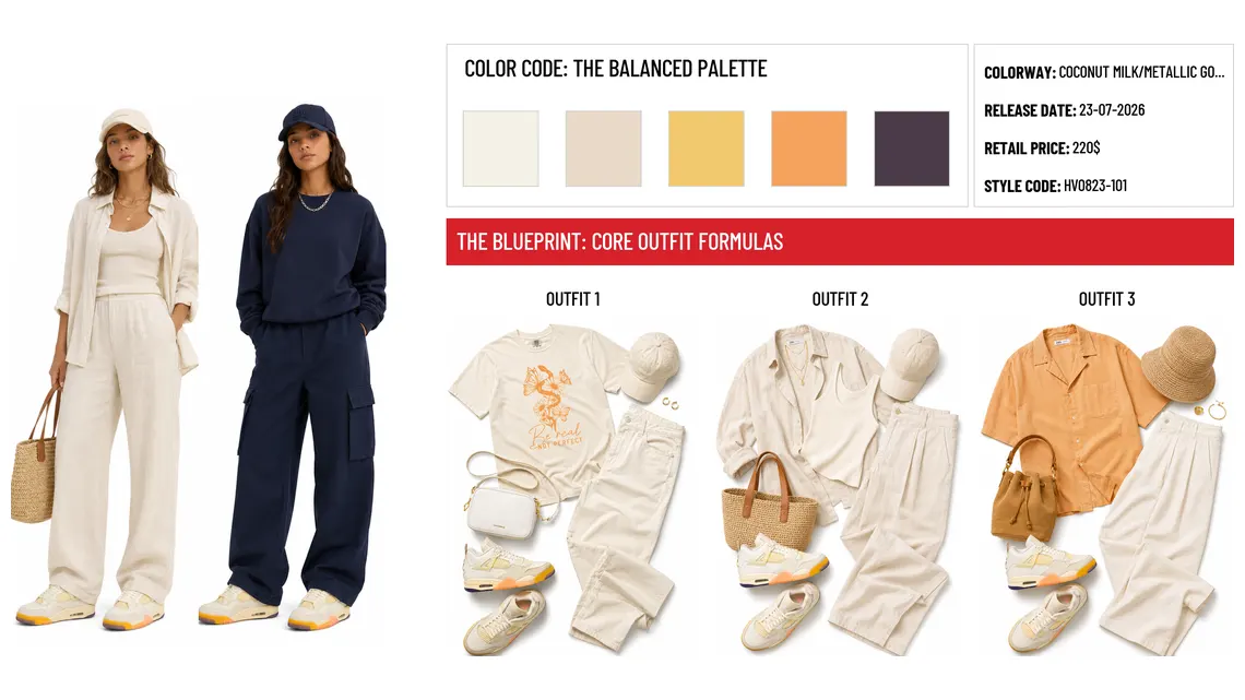 Air Jordan 4 Retro 'Birds Of Paradise' (W) - header image with outfit formulas and material details