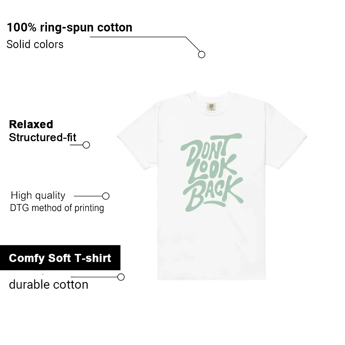 Dont Look Back Shirt to Match Air Jordan 1 Low G Steam features - material, print quality, and sizing details