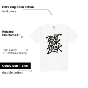 Dont Look Back Shirt to Match Air Jordan 7 Retro Miro features - material, print quality, and sizing details