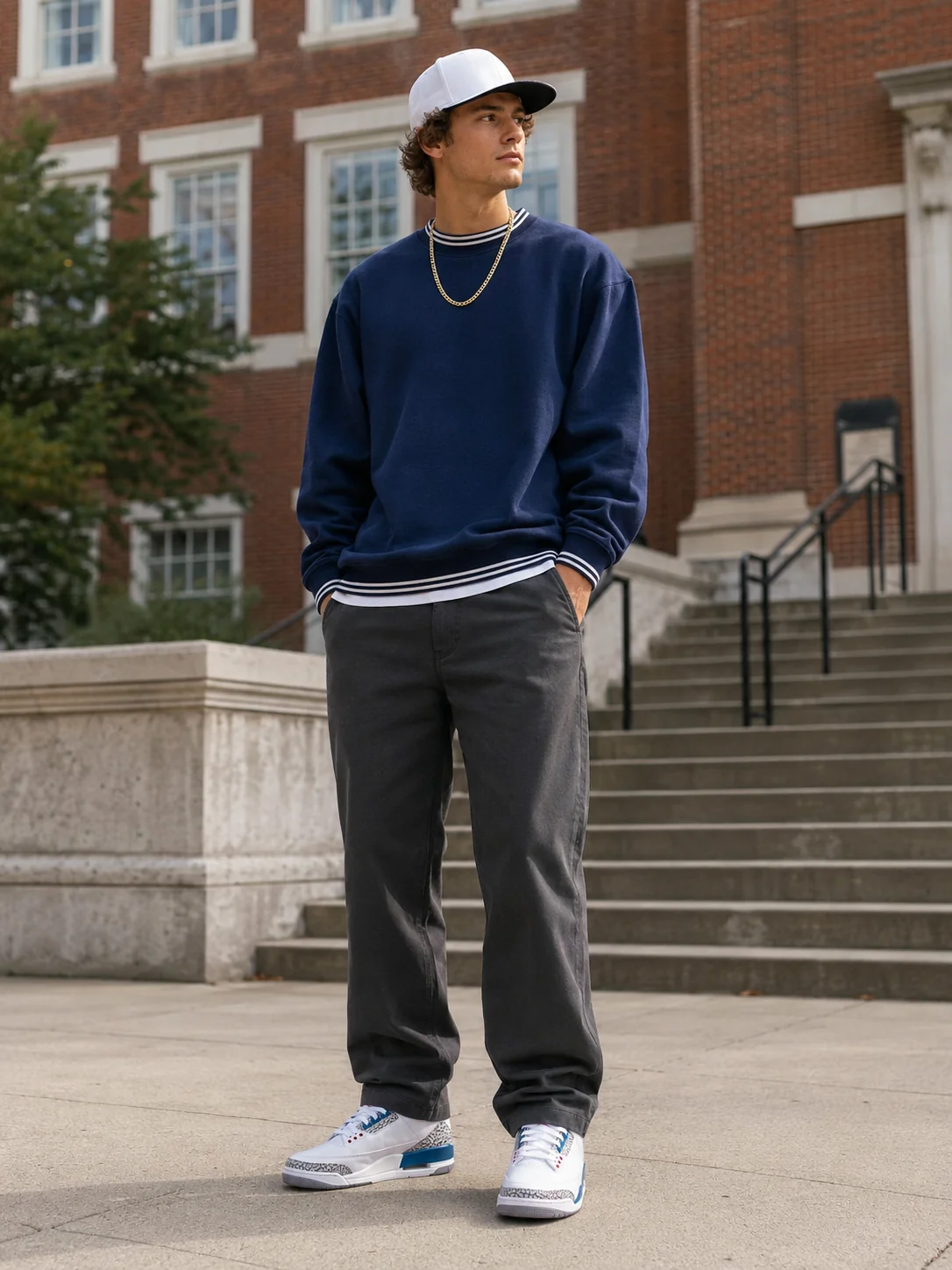 Model wearing Campus Court outfit