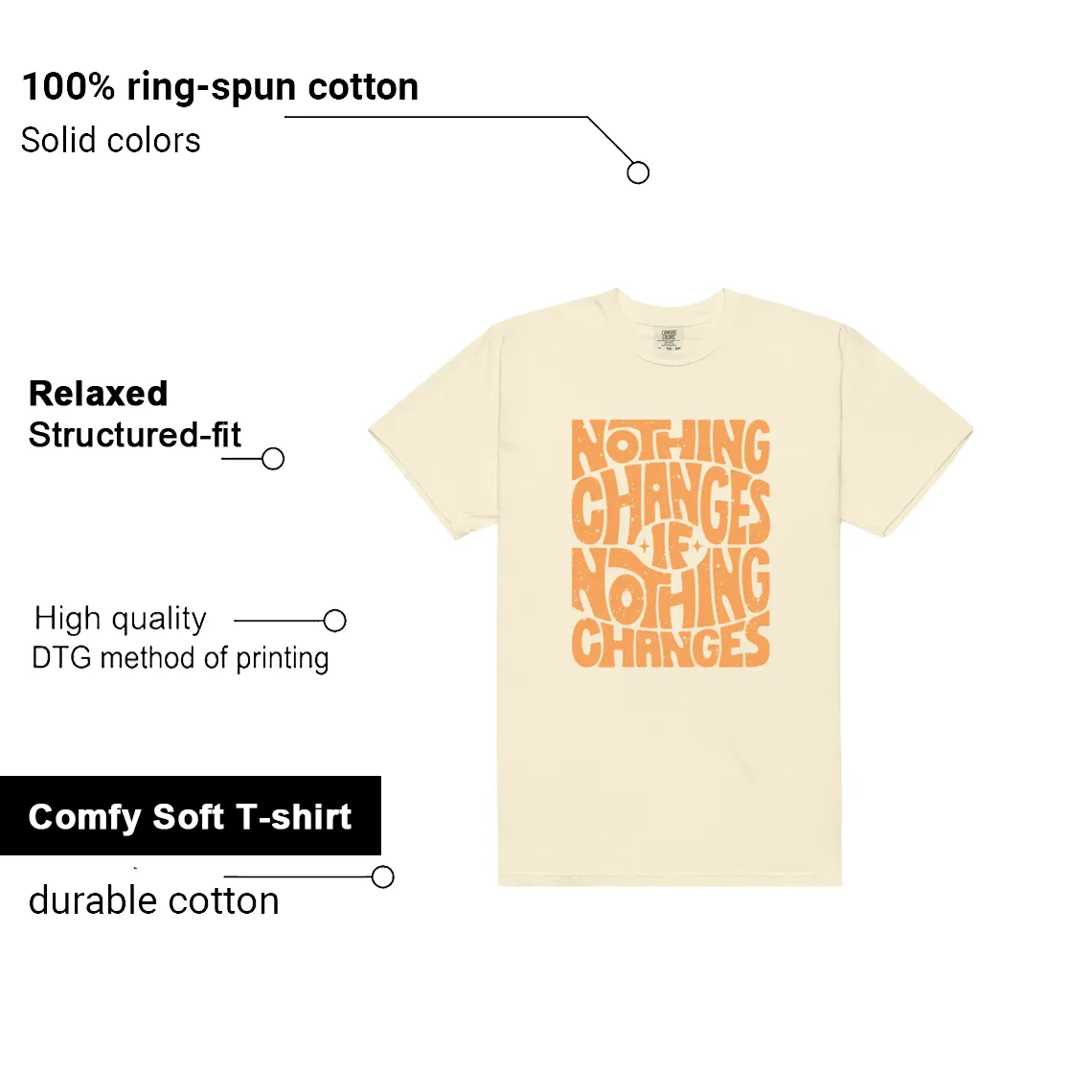 Nothing Changes Shirt to Match Air Jordan 4 Retro Birds Of Paradise features - material, print quality, and sizing details