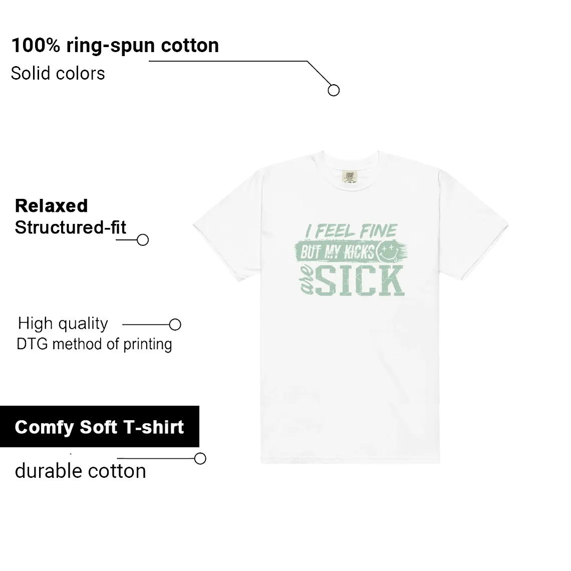 Sick Kicks Shirt to Match Air Jordan 1 Low G Steam features - material, print quality, and sizing details